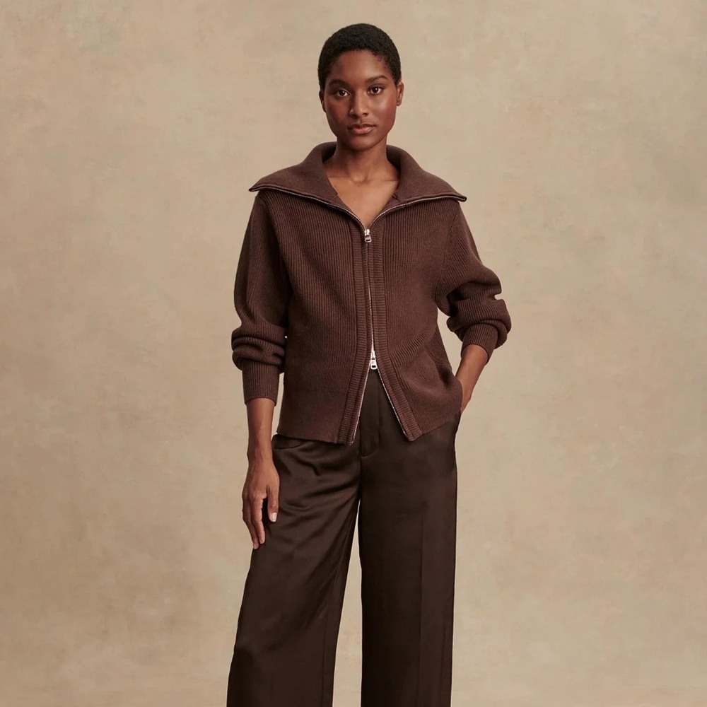 NWT Varley Enrico Knit Jacket in Coffee Bean